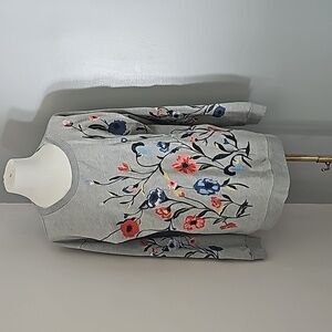 Sundry Women’s Floral Embroidery Sweatshirt Gray Size 2